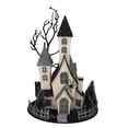 thumbnail image 3 of 10x8.3x13.5" Cardboard Lighted Haunted House, Black Beige Tabletop holiday halloween decor, Battery Powered, 3 of 9
