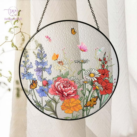 Custom Family Birth Flowers Glass Suncatcher, Custom Grandma's Garden Gift, Flower Glass Art, Birth Flower Gift, Mothers Day Gift,Home Decor 1877802934 7530