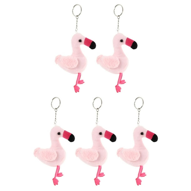 KAKOWELY 5 llaveros decorativos de flamencos de peluche con diseño de animales de dibujos animados.