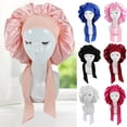 thumbnail image 1 of Meidiya - Gorro de satén grande para dormir, extragrande, suave, elástico, de banda ancha, transpirable, para mujeres y niñas, 1 of 8