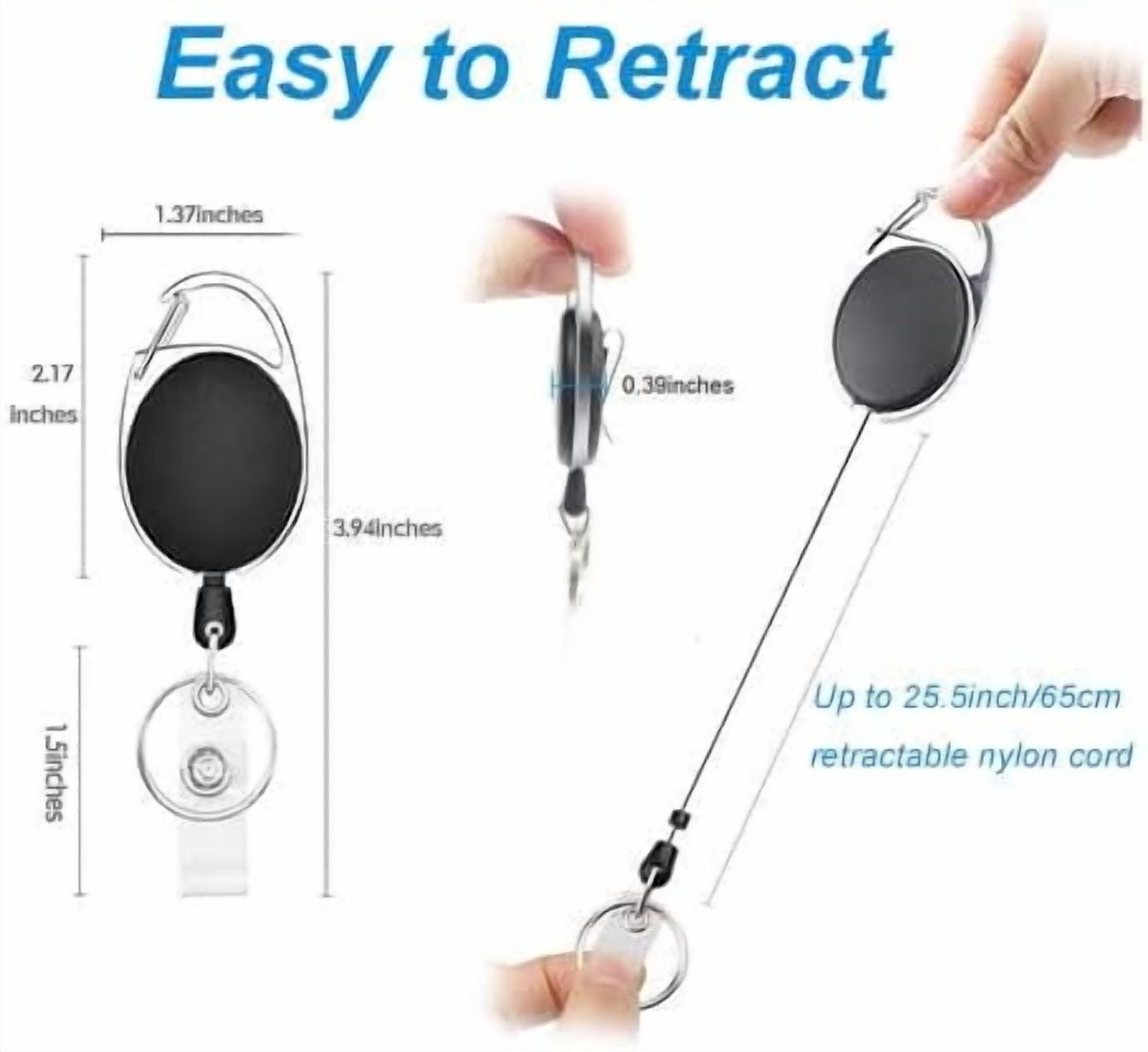 DEKEones 50-Pack Retractable Badge Holders with Carabiner and Key Ring