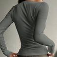 thumbnail image 6 of Dyfzdhu Long Sleeve T Shirts for Women Shirts V Neck Henley Tops Slim Fit Basic Ribbed Knit Button Down Grey, 6 of 6