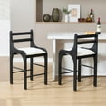 thumbnail image 4 of 26" Wood Counter Stools Set of 2, Modern White Linen Upholstered Counter Height Bar Stools with Back, Armless Kitchen Island Chairs with Footrest for Dining Room Home Bar, Black, 4 of 6