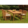 thumbnail image 4 of Teak Dining Set: 4 Seater 5 Pc: 71" Rectangle Dining Table And 4 Devon Arm/Captain Chairs Outdoor Patio Grade-A Teak Wood WholesaleTeak #WMDSDVo, 4 of 6