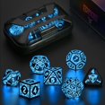 thumbnail image 1 of DND Dice Set Rechargeable ZHOORQI Cool Light up Dice Set for Dungeons and Dragons Polyhedral LED Dice with Charging Box for Role Playing Game Gifts (Blue-Shackles), 1 of 3