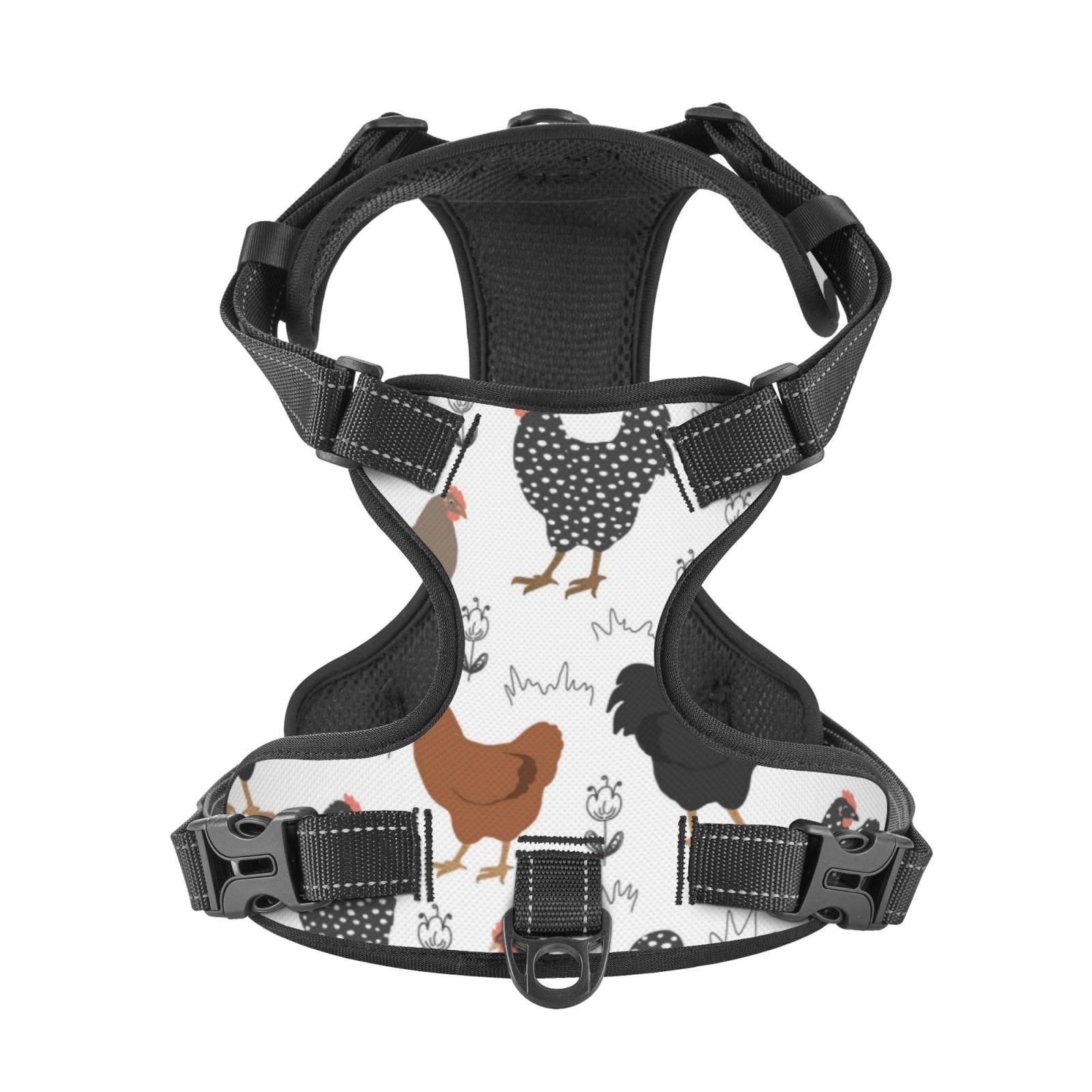 Kdxio Retro Rooster Print No Pull Dog Harness Adjustable Reflective Oxford Easy Control Medium Large Dog Harness for Training and Everyday-X-Large
