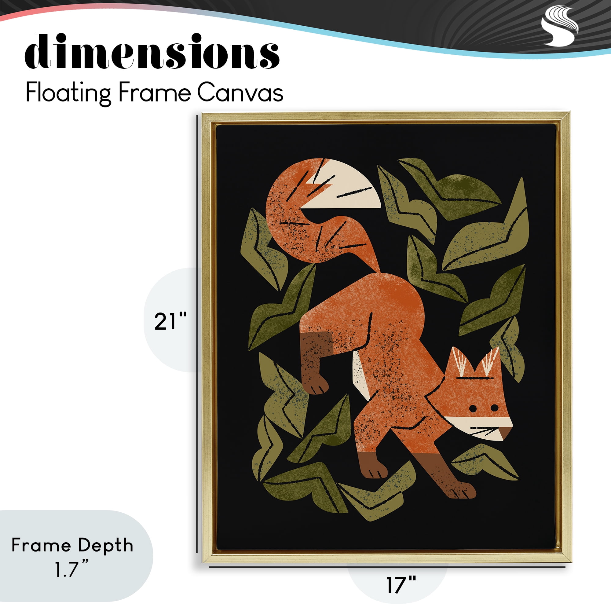Stupell Industries Fox In The Brush Gold Framed Floater Canvas Wall Art, design by Renea L. Thull