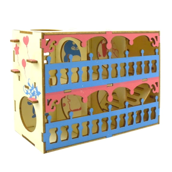 XROMTBEM Hamster Maze Wooden Tube Tunnel Cage Seesaw House Swing Small Animals Pet Interactive Playing Training Rest Exercise Toy