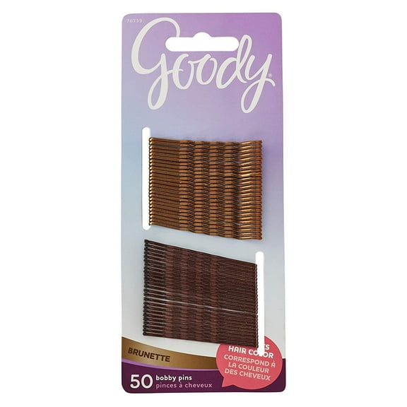 Goody Colour Collection Metallic Finish Bobby Pin, Brunette, 50 Count