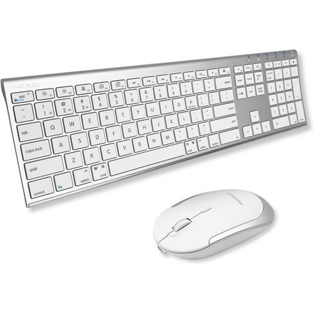 Macally Silent Rechargeable Bluetooth Keyboard and Mouse Combo for Mac - Slim Wireless for MacBook and iMac