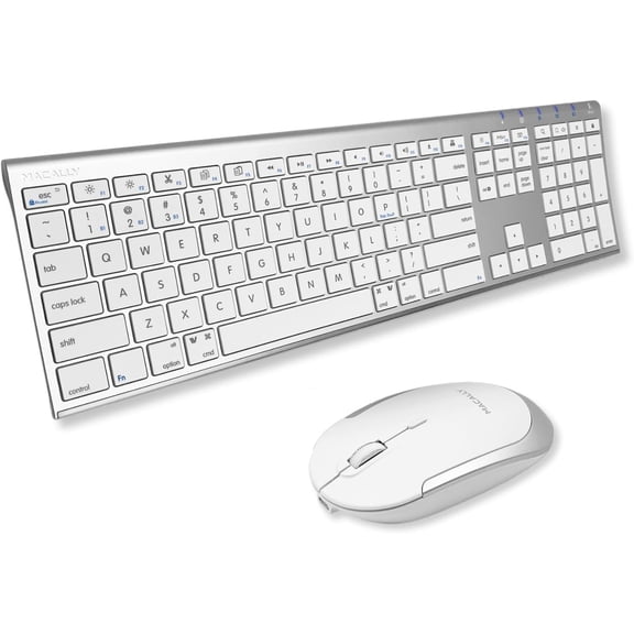 Macally Silent Rechargeable Bluetooth Keyboard and Mouse Combo for Mac - Slim Wireless for Mac