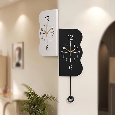 Double-Sided Corner Wall Clock With Pendulum,Quiet Operation, Double Sided Wall Clock,For Bedrooms,Living Rooms,Offices,Kitchens