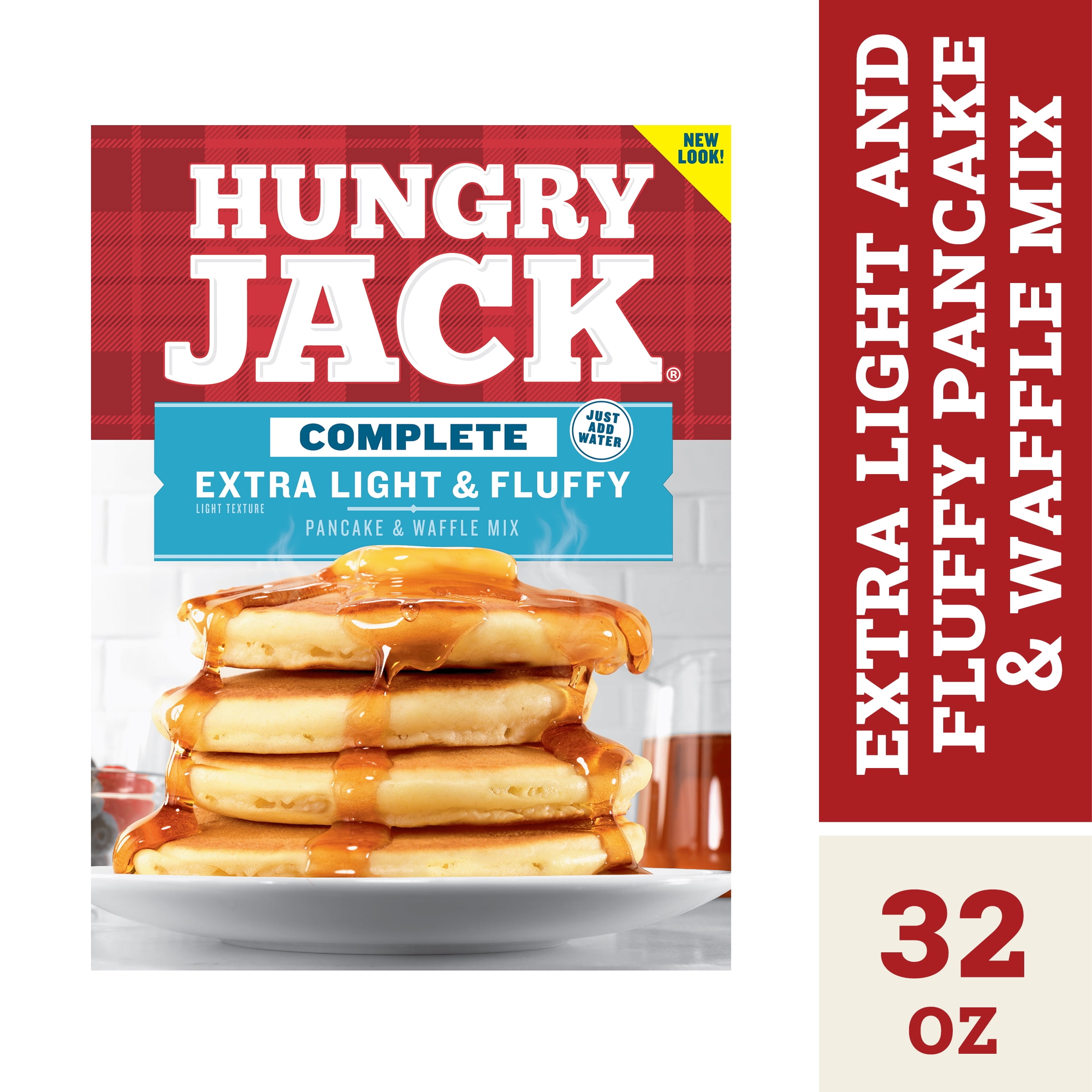 Hungry Jack Complete Extra Light and Fluffy Pancake Mix and Waffle Mix, 32 oz Box