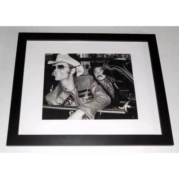 Framed Jerry Reed / Burt Reynolds Smokey and the Bandit b/w Photo 1977 13"x16"
