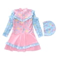 thumbnail image 3 of Tiijoy Girls Princess Swimsuit Cute Ruffles Long Sleeved Swim Dress with Hat, Sizes 2-12, 3 of 3