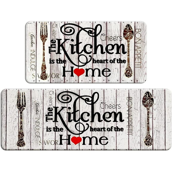 Farmhouse Kitchen Mats Sets 2 Piece Cushioned Anti-Fatigue Comfort Mat for Home & Office Ergonomically Engineered Memory Foam Kitchen Rug Waterproof Non-Skid, 30" by 17" 47" by 17",Home
