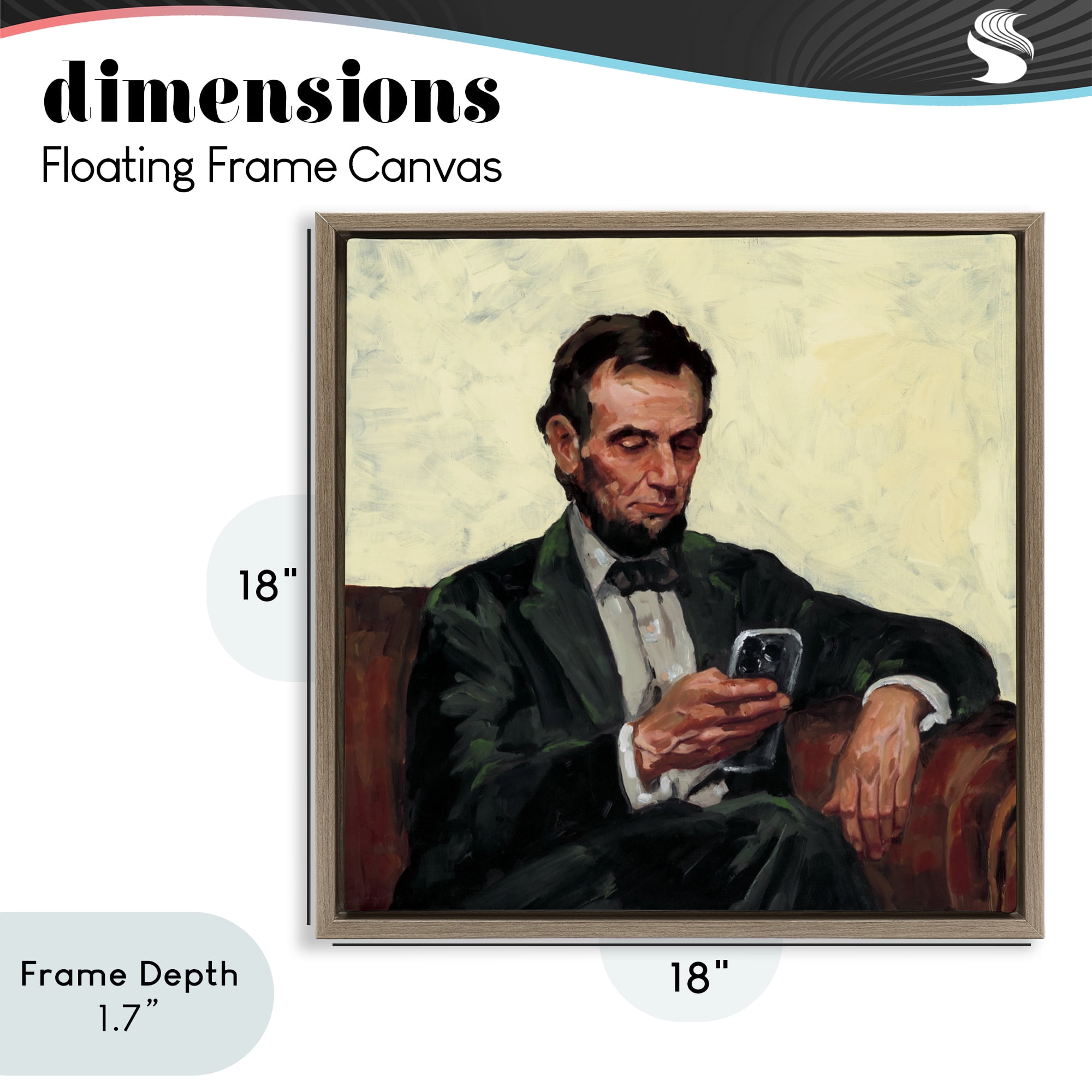 Stupell Industries Abe with Cellphone Brown Framed Floater Canvas Wall Art, design by Studio Bautista