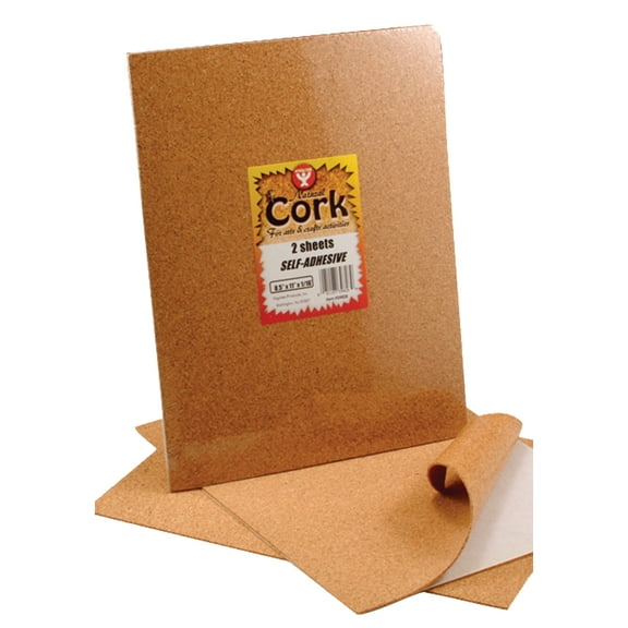 Hygloss Self-Adhesive Cork Sheet, 8.5" x 11", 2/Pkg.