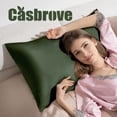 thumbnail image 3 of Funda de Almohada de Seda Casbrove Seda de Morera Suave, Transpirable y Verde, 3 of 7