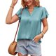 thumbnail image 1 of Top de manga corta con cuello en V de satén,Camisa de satén para mujer Blusa de satén con cuello en V de manga corta Blusa de satén de manga corta Muy versátil, 1 of 6