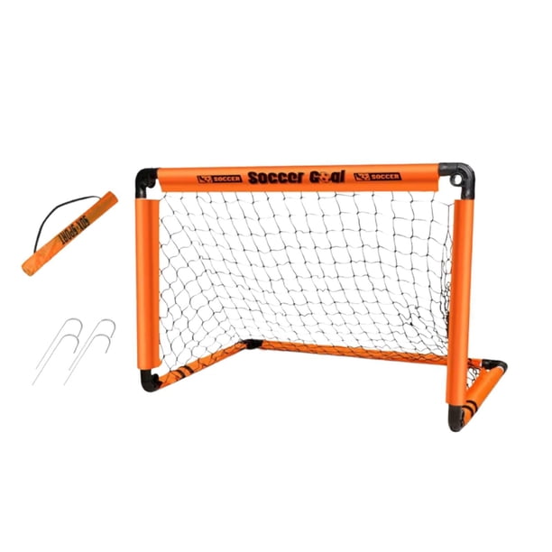 Neta de goles de fútbol para un juego de juguetes para niños de entrenamiento con estacas y bolsas de transporte, puerta de fútbol, al aire libre naranja 120x80x80cm