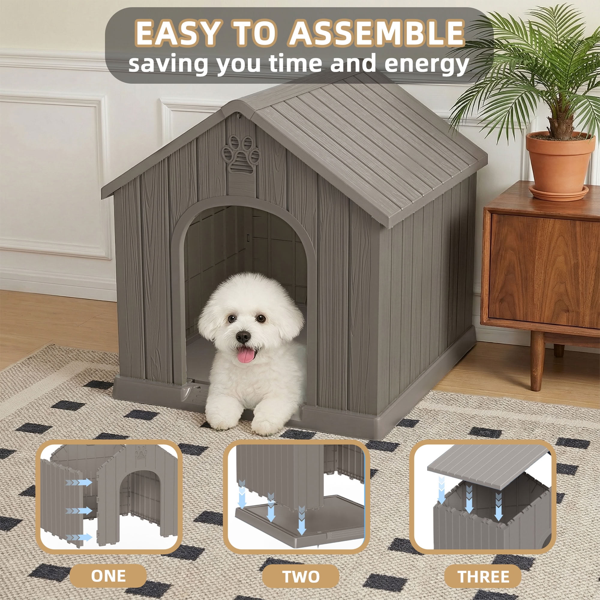 MAYEERTY UV-Protected Ventilated Dog House, Sturdy Outdoor Pet Shelter for Outdoor Residential Spaces