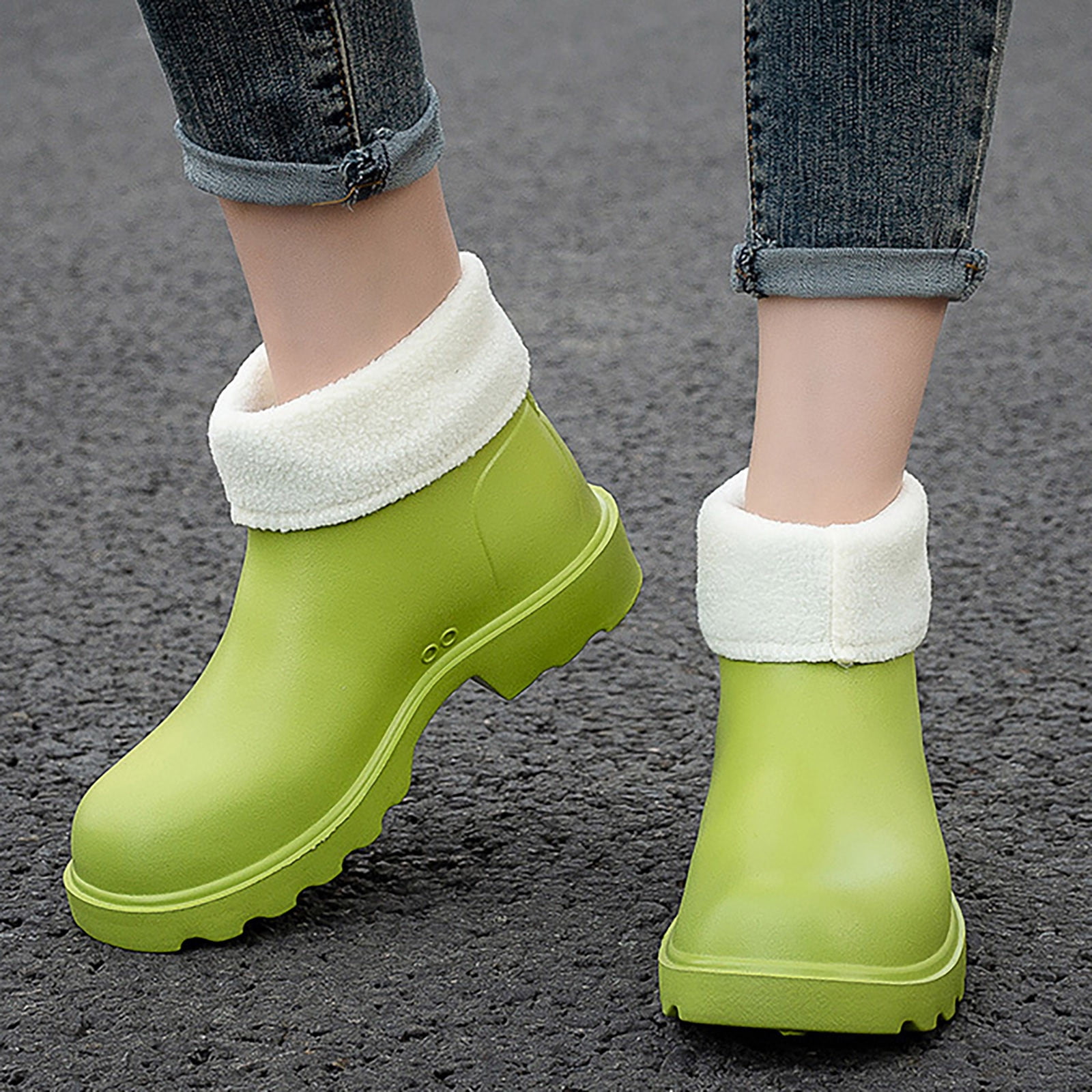 EHQJNJ Womens Rain Boots Tall Lined 2024 New Korean Edition Anti and Durable Detachable Plush Eva Light Sole Rainshoes and Rainboots Womens Rain Boots Short Rain Boots Women Tall Wide Calf