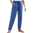 thumbnail image 3 of Sentmoon Womens Summer Pants Solid Color High Waist Lounge Pants Plus Size Loose Fit Linen Wide Leg Breathable Wide Leg Pants Hawaiian for Work and Office XL, 3 of 8