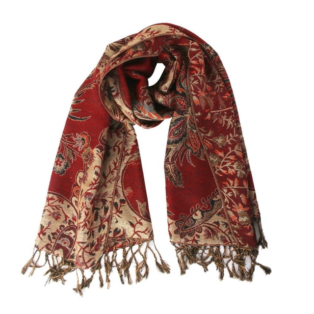 Bufanda de para proteger de cachemira de invierno para mujer clásica Mantón floral de pashmina suave y cálida Rojo 1 Hugo Jacquard Wrap bufanda