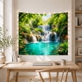 thumbnail image 5 of Waterfall in a Lush Jungle Forest with Vibrant Blooms, Serene Boho for Nature Lovers, Realistic Landscape Wall Art, Housewarming Gift, Tapestry Wall Hanging for Bedroom and Living Room, 5 of 7