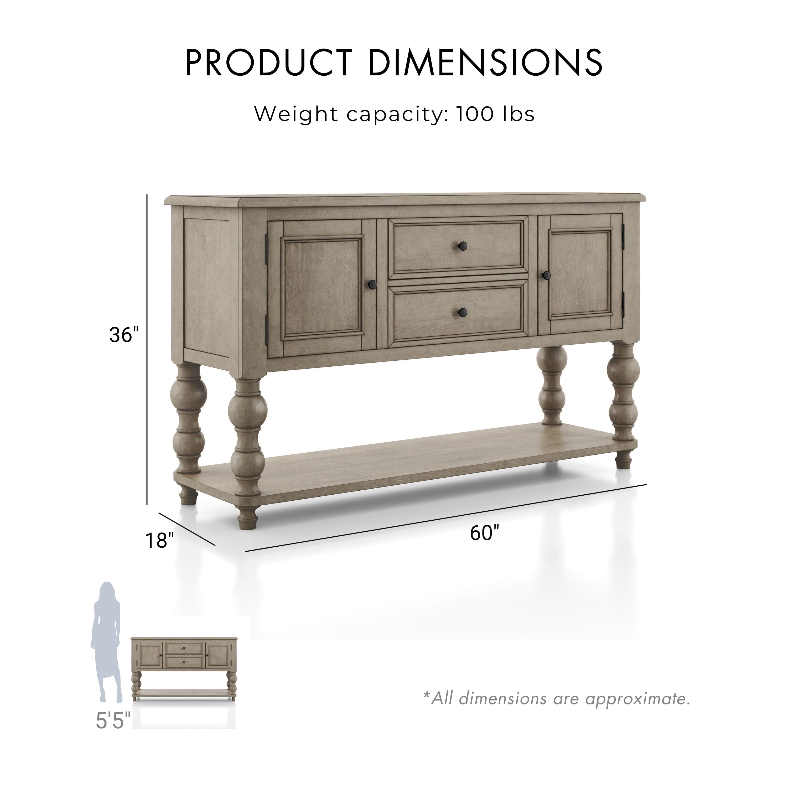 Furniture of America Lociste Modern Farmhouse Multi-Storage Solid Wood Server, Light Washed White