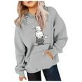thumbnail image 2 of Cute Cat Graphic Hoodies for Teen Girls Cartoon Printed Hoodie Long Sleeves Hooded Sweatshirt Pullover,Grey,13-14 Years, 2 of 3