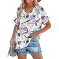 thumbnail image 2 of Blusa WIHOLL elegante casual de manga corta con cuello en V floral 3XL para mujer, 2 of 5