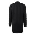 thumbnail image 5 of Dezsed Solid Open Front Long Knited Cardigan Sweater for Women Clearance Women Casual Long Sleeve Stripe Patchwork Long Cardigan Tops Blouse Coat Black L, 5 of 8
