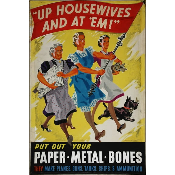 24"x36" Gallery Poster, Salvage Up Housewives and at em - put out your paper, metal, bones Artist Yates-Wilson 1939-1946