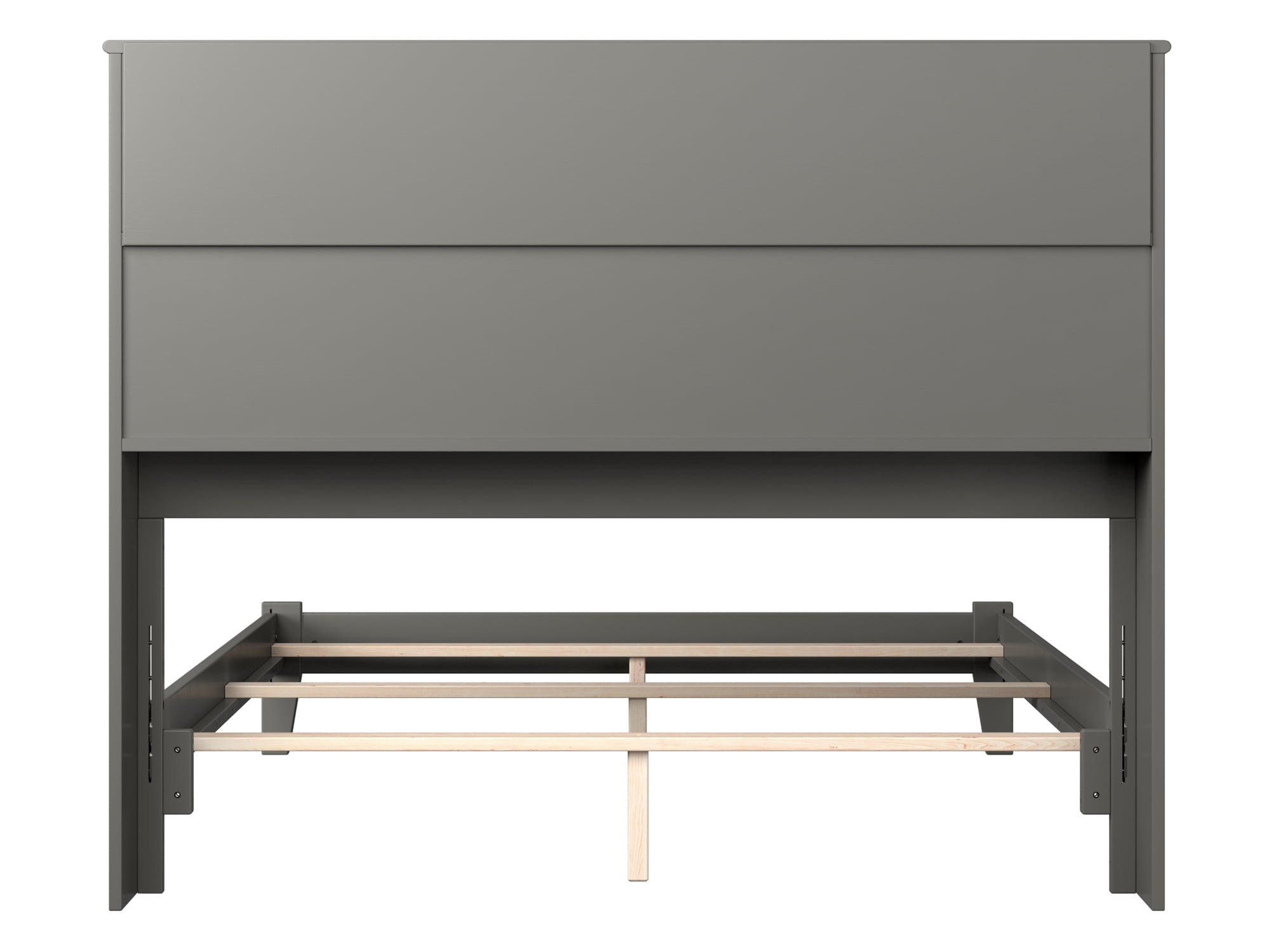 AFI Newport Full Solid Wood Foundation Bed with Storage Headboard, Grey