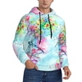 thumbnail image 2 of Kdxio Dragonfly Floral Print Mens Casual Hooded Collar Drawstring Hoodies Pullover Sweatshirts Casual Long Sleeve Shirts-3X-Large, 2 of 7
