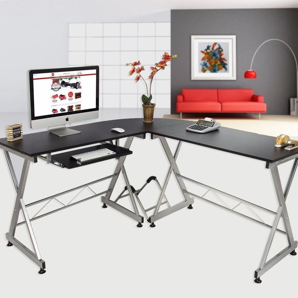 Corner Study Table L shaped for Computer Desk PC Laptop Home Office Workstation 