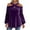 Purple, variant on Mikilon Women's Cross Neck Tops Off Shoulder Lantern Sleeve Sequin Casual Tops Loose Hem Blouse
