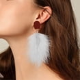 thumbnail image 2 of Fashion Feather Earrings Long Dangle Earrings Jewelry for Lady Women (White), 2 of 7