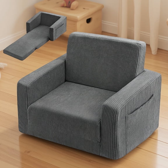 SWOEBTH 1-Pack 2-in-1 Fold-Out Sofa Chair, Corduroy 's Couch with Removable Washable Cover