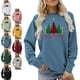 thumbnail image 3 of Camisas de Navidad para mujer, cuello redondo, patrón de árbol, fibra de poliéster suave, camiseta de manga larga para mujer, para fiesta, oficina, 3 of 5