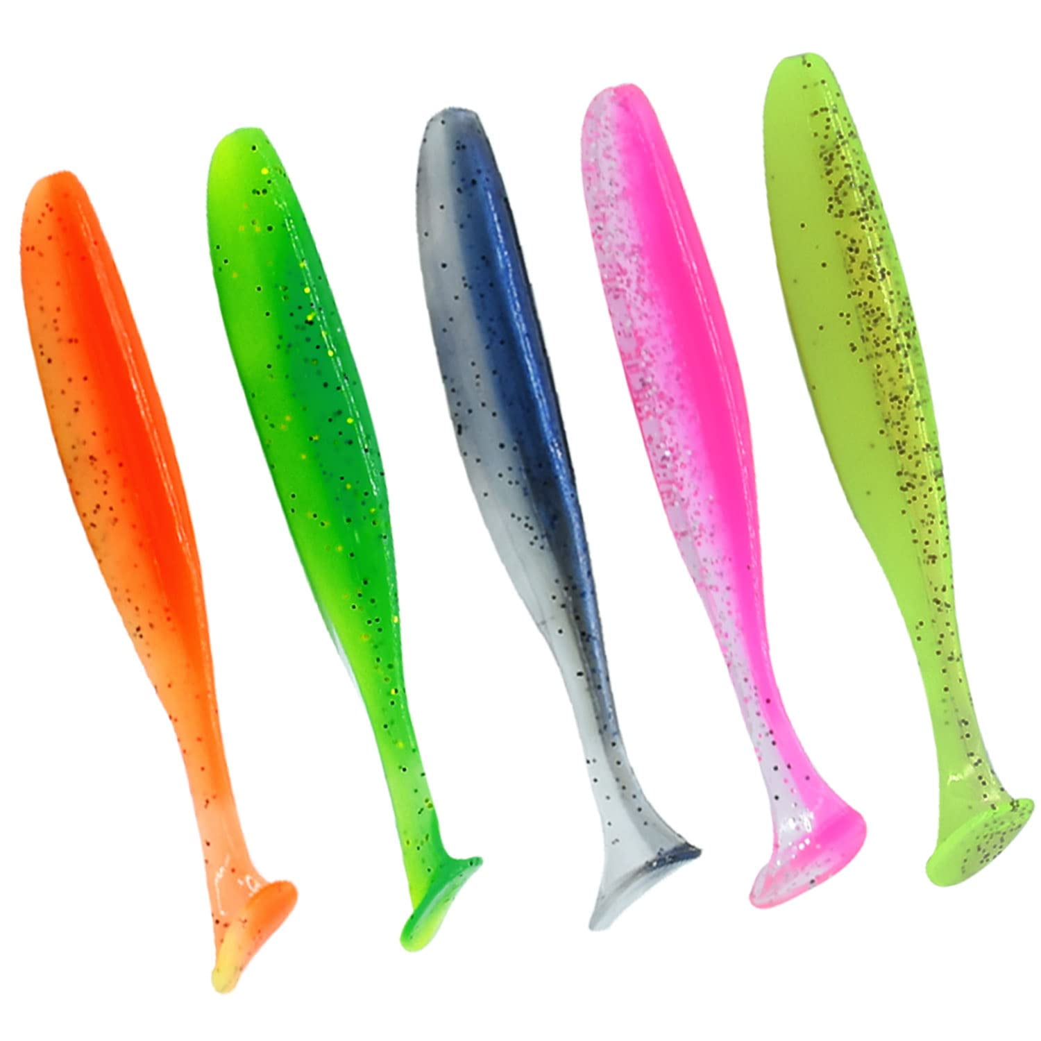 HOTUT 3D Eyes Soft Fishing Lures - Paddle Tail, 10 Pre-Rigged Lures, Sharp Single Hook Baits For Sea Bass Pike Trout Perch