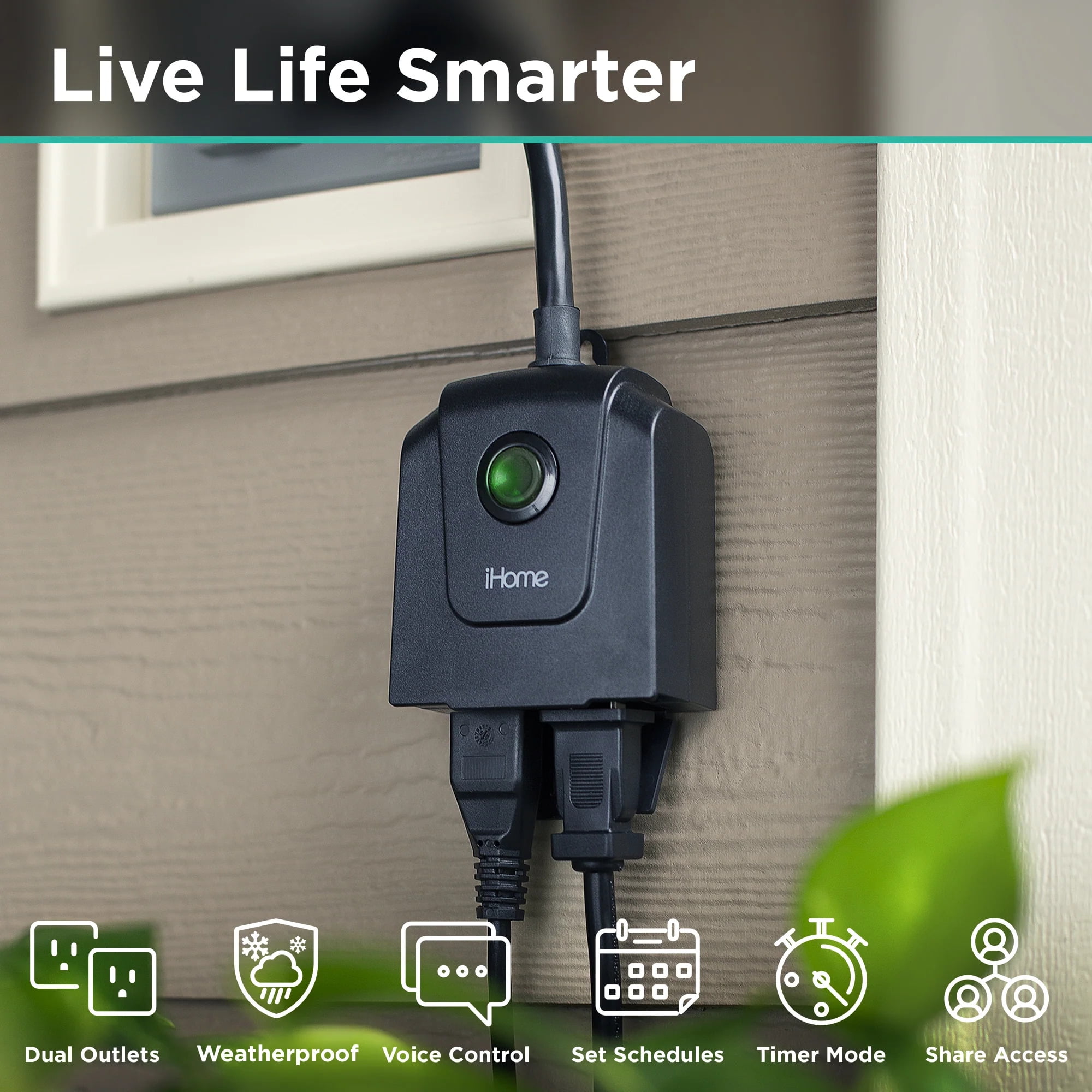 VIVOHOME Outdoor Smart Plug with 2 Individually Controlled Outlets, Timers,  Voice and Remote Control, IP44 Waterproof, 2.4 GHz Wi-Fi, Compatible with