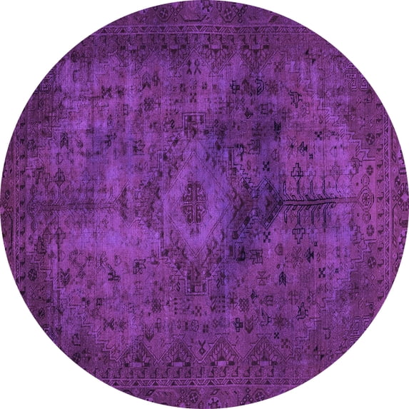 Ahgly Company Indoor Round Abstract Purple Modern Area Rugs, 4' Round