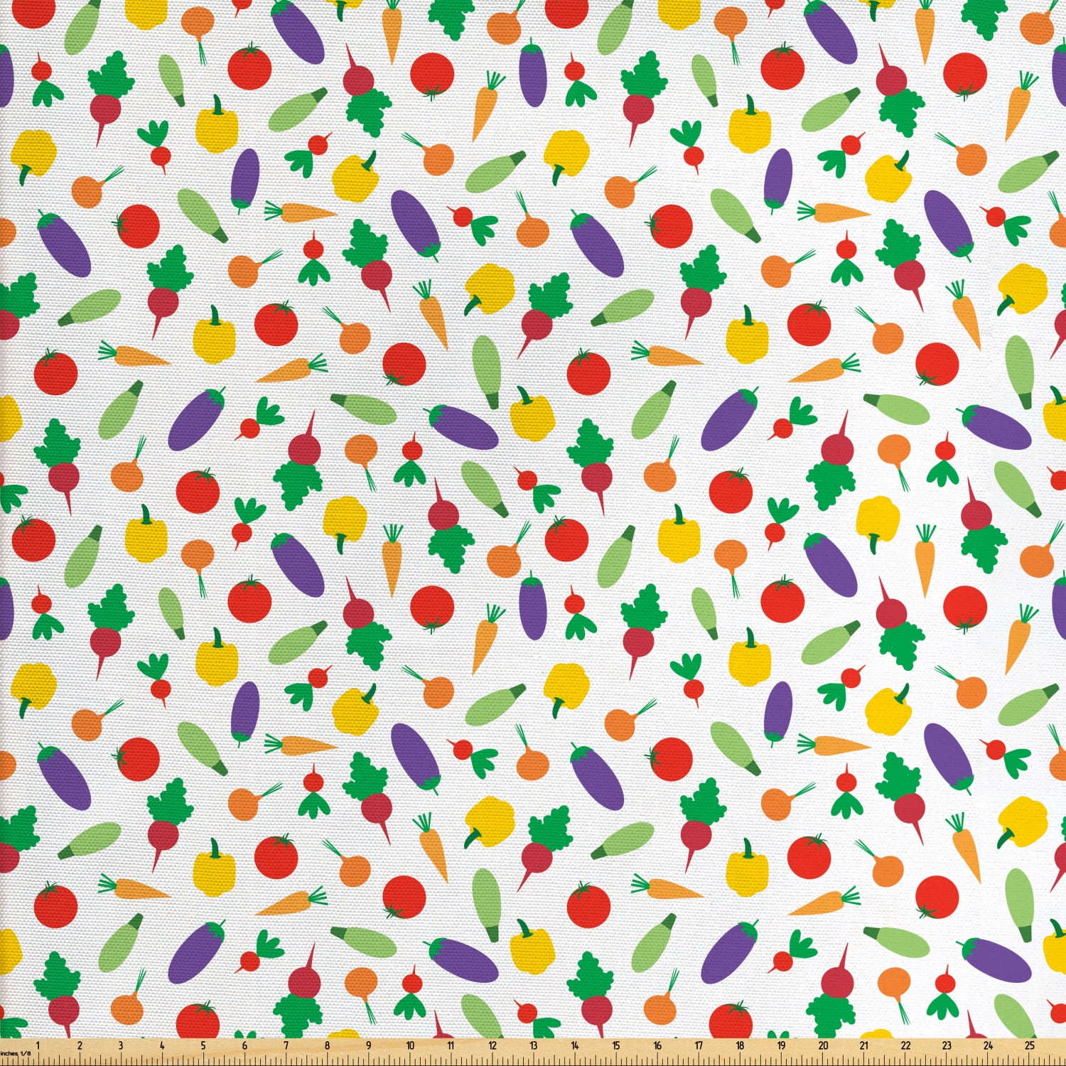 Vegetable Fabric by The Yard, Autumn Season Harvest with Radish Carrot