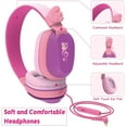 thumbnail image 3 of Kids Headphones, Riwbox CS6 Lightweight Foldable Stereo Headphones Over Ear Corded Headset Sharing Function with Mic and Volume Control Compatible for iPad/iPhone/PC/Kindle/Tablet (Purple&Pink), 3 of 7