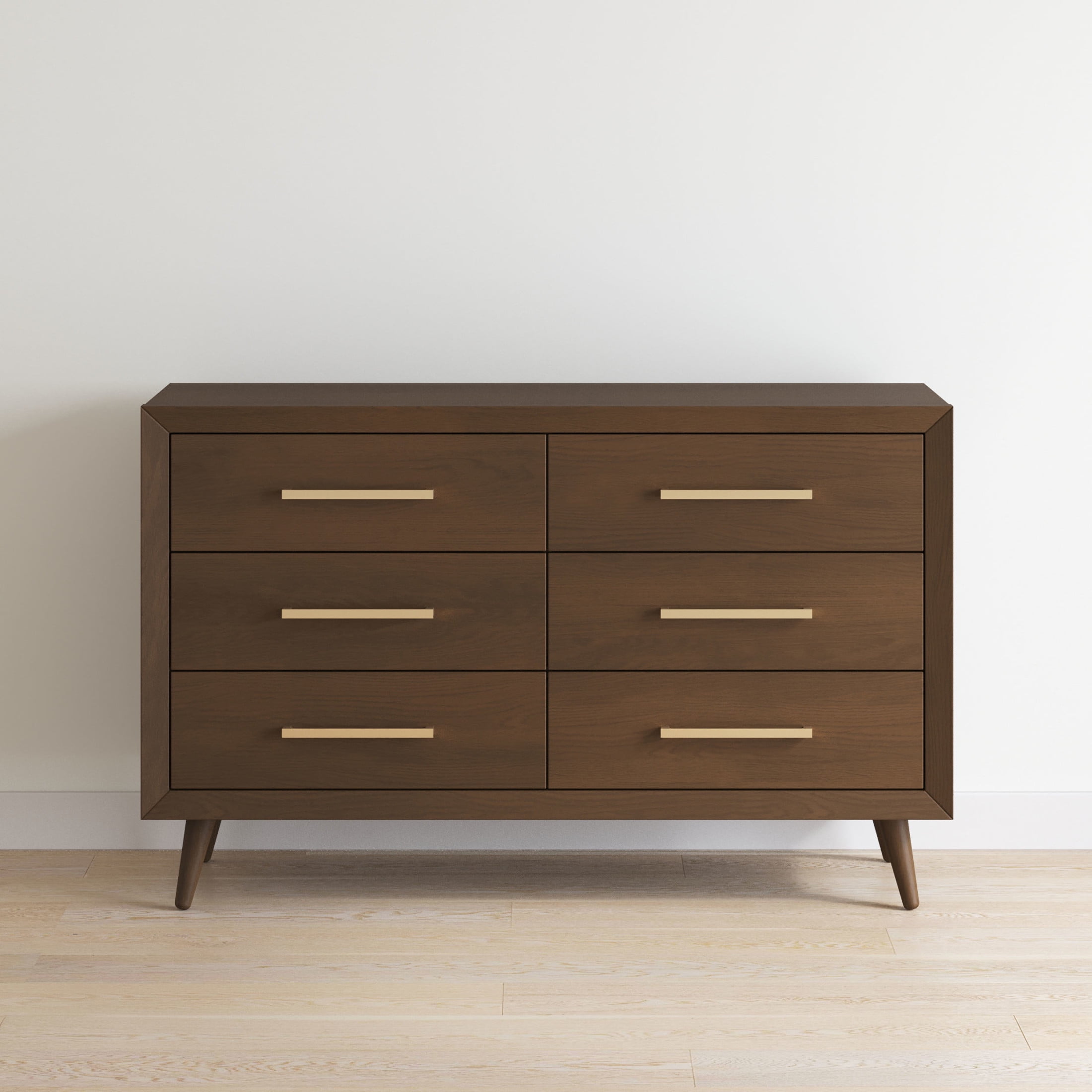 Child Craft Cranbrook 53" Interlocking 6-Drawer Double Dresser for Nursery or Bedroom, Anti-Tip Kit, Toasted Chestnut