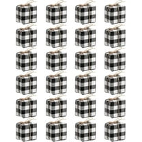 Triani 24Pcs Mini Presents Buffalo Plaid Wrapped Ornaments Decoration Boxes Christmas Tree Small Gift Boxes Hanging Decorations for Xmas Tree Party Favors(Black and White)