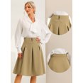 thumbnail image 2 of Falda midi plisada Allegra K para mujer con decoración de botones Cintura alta informal Faldas de columpio Caqui XL, 2 of 6